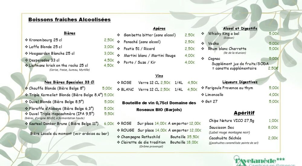 carte alcool